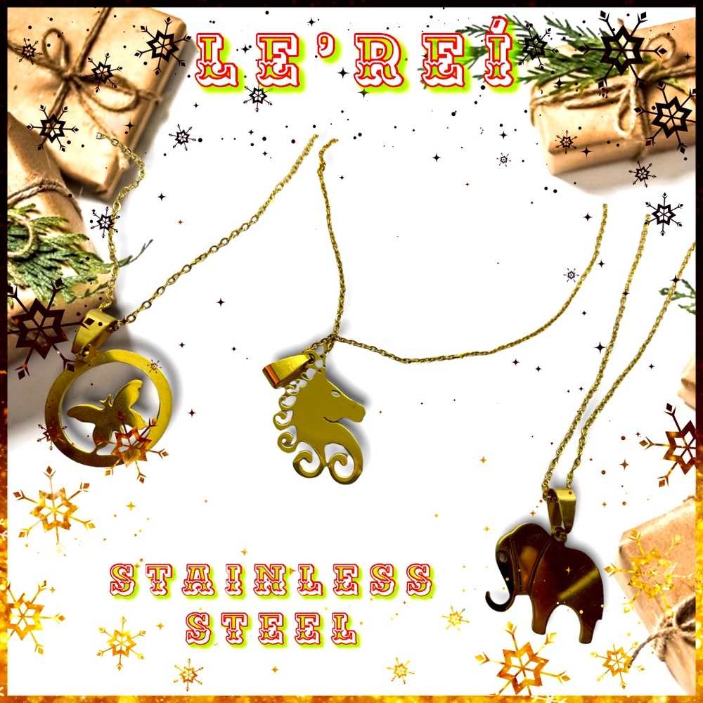 Stainless Steel 🦄 Unicorn, 🐘 Elephant and Butterfly 🦋 Necklaces- Gold only